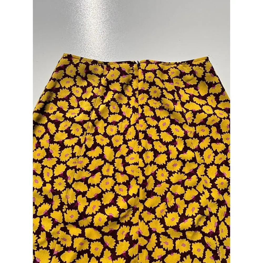 Kate Spade New York Sunny Bloom Daisy Yellow Floral Midi Skirt 00